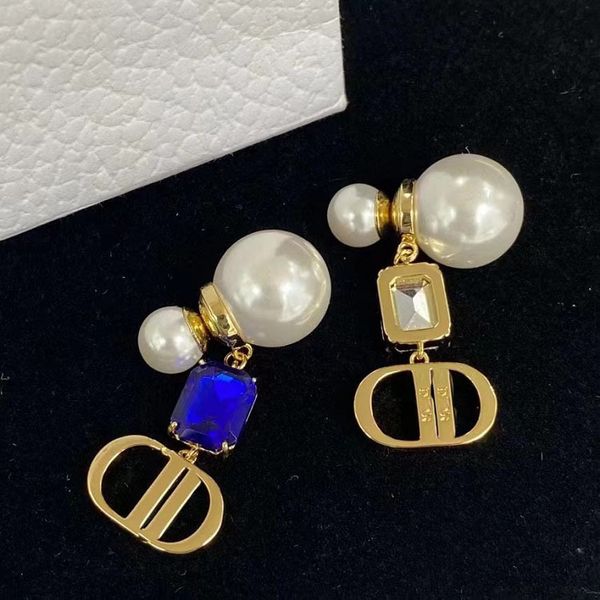 

fashion luxury pearl sapphire stud earrings women jewelry wholesale, Golden;silver