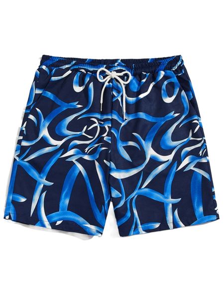 

romwe guys allover print drawstring shorts j5xe#, White;black