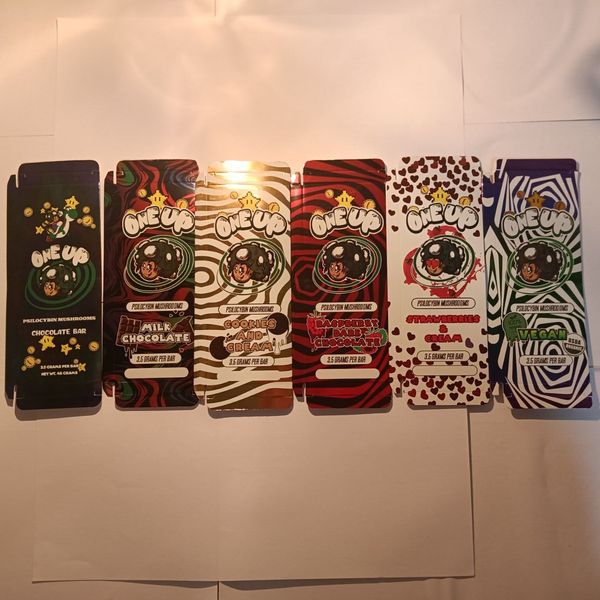 

one up mushroom chocolate bar package boxes