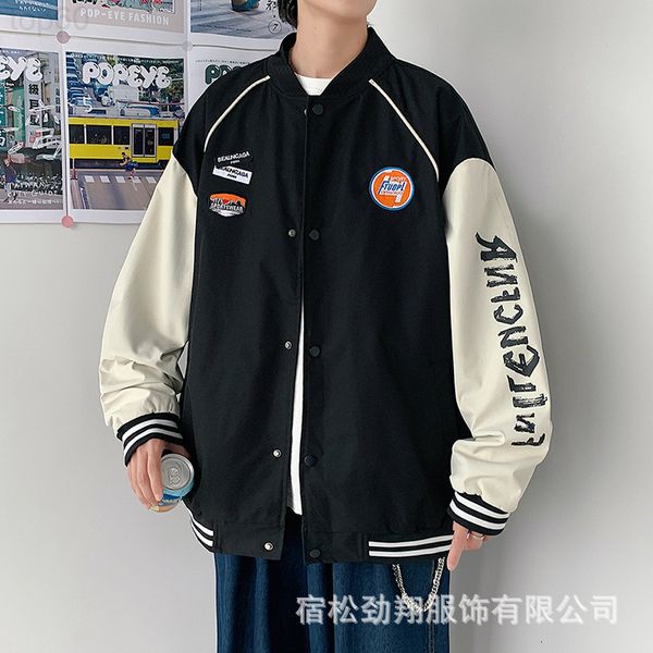 

men's jackets designer 2022 new spring and autumn men's sweater round neck loose jacket coat t-shirt trendy hooded baseball suit 1, Black;brown