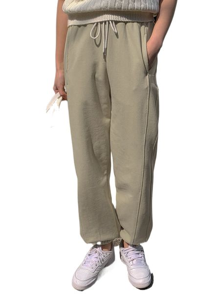 

dazy drawstring waist slant pocket sweatpants g6d5#, Black;white