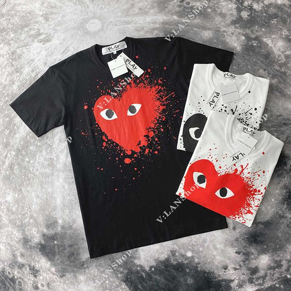 

play kawaguchi baoling love round neck short sleeve t-shirt, White;black