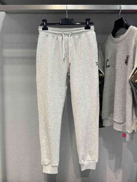 

men's pants cl home high version embroidered terry guard pants woven and dyed pure cotton fabric simple loose men's women's s, Black