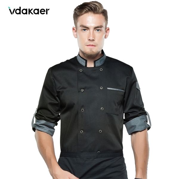 

chef shirt chef jacket long adjustable sleeve men women cook coat restaurant el kitchen wear waiter uniform 220727, White;black