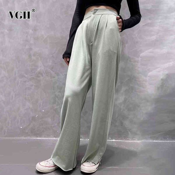 

minimalist loose wide leg trouser for women high waist casual solid straight pants female fashion clothing 210507, Black;white