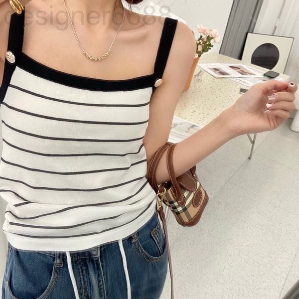 

women's tanks & camis designer sp original striped metal buckle suspender vest for women in summer jjfb, White