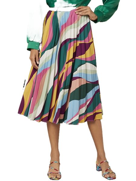 

colorblock pleated skirt 55mo#, Black