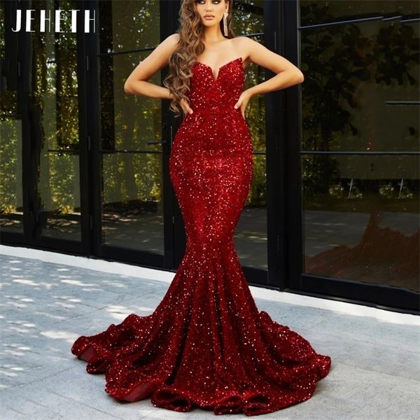 

jeheth off shoulder sequin mermaid evening dresses long luxury with train sparkly sweetheart neck prom party gowns 220627, White;black