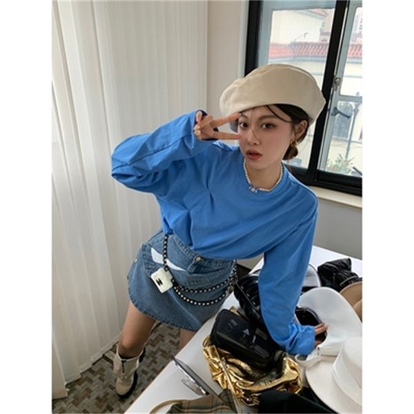 

long-sleeved t-shirt early autumn small bottoming women's inner slim slimming round neck 220316, White