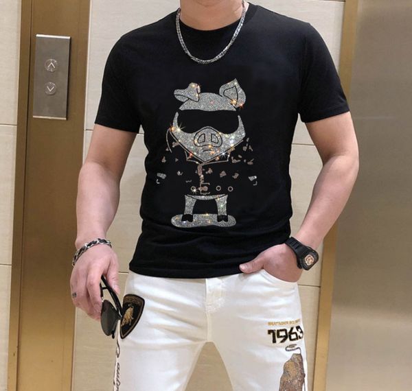 

2022 new short sleeve new men's t-shirts designer t-shirt o-neck luxury clothing diamond stone cool style 117, White;black