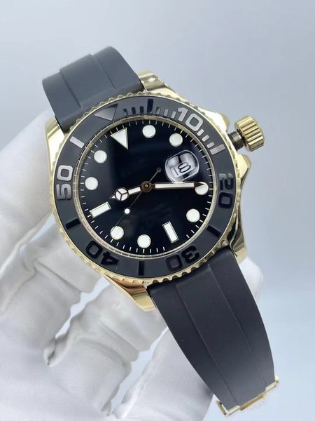 42 mm schwarzes Kautschukarmband, Herrenuhren, automatische mechanische Uhr mit 2813-Uhrwerk, Edelstahl, Herren-Armbanduhr, modische Business-Sportler-Armbanduhr für Herren