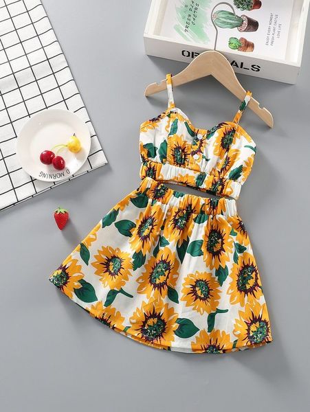 

toddler sunflower cami & skirt set she, White