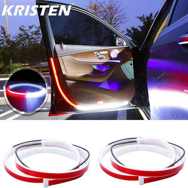 

led car door welcome light safety warning streamer lamp strip 120cm waterproof auto decorative ambient lights y220708