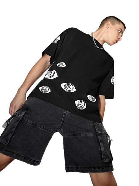 

x cazfhey men eyes print drop shoulder tee a8cr#, White;black