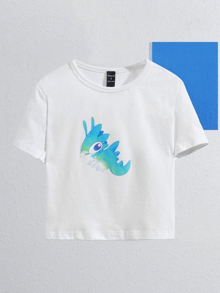 

x talayah henry cartoon graphic round neck tee o9et#, White