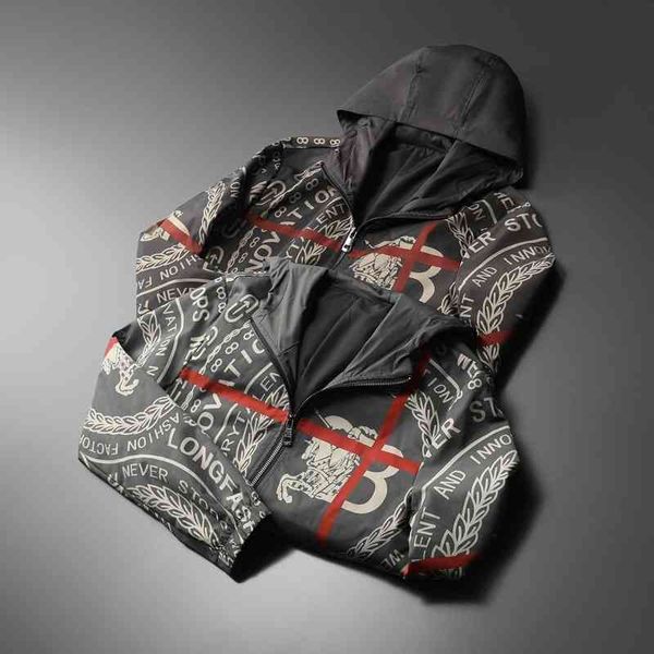 

2022 spring new korean men's fashion casual hooded et thin coat, Black;brown