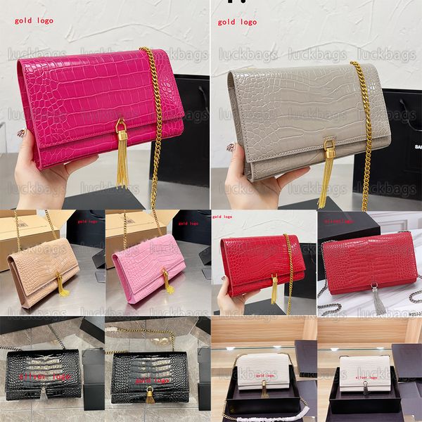 

kate chain bag crocodile-embossed shiny leather tassel small shoulder bag women crossbody luxury designer handbag purse