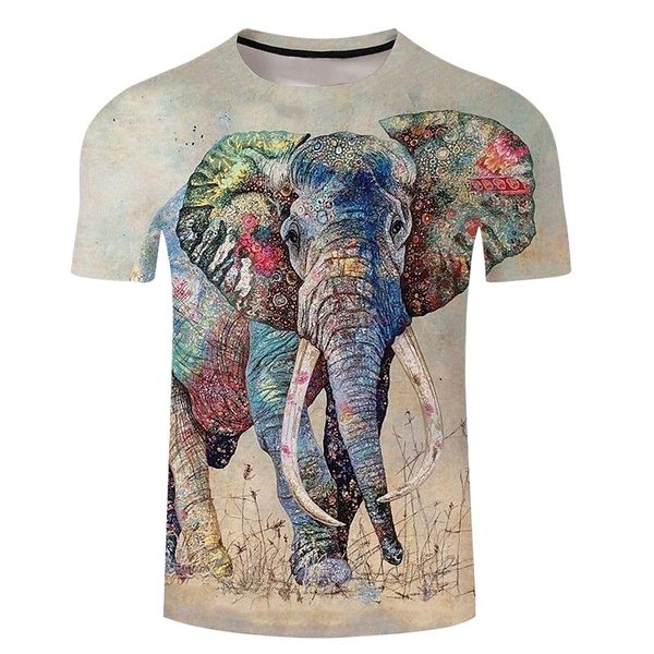

men's tee t shirt 3d print graphic prints elephant plus size crew neck casual daily 3d print short sleeve regular fit basic designer b, White;black