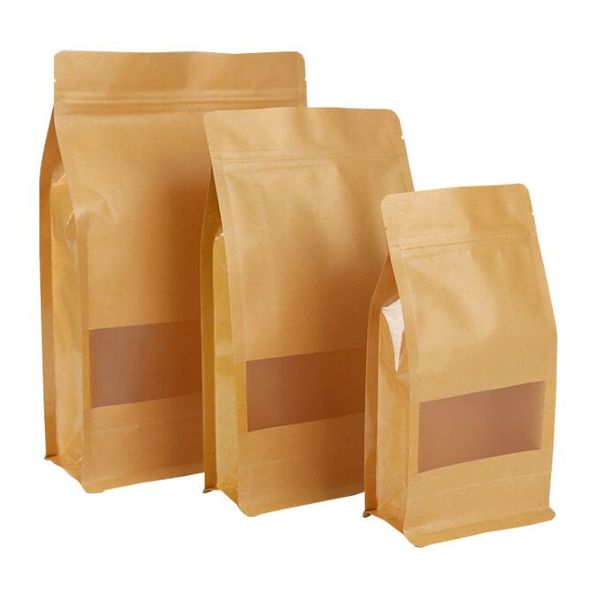 Chicchi di caffè borse da confezione da biscotto pane snack da imballaggio ottagonale snack da tè kraft carta da cibo personalizzato materiale