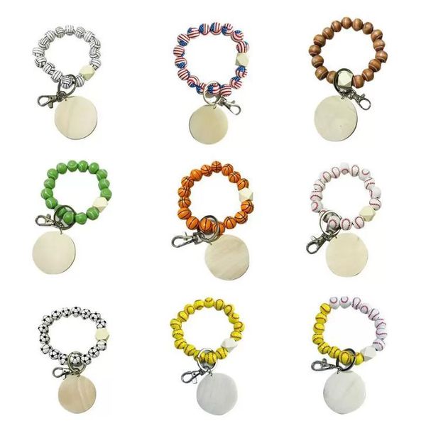 Braceletes frisados ​​DIY Keychain Festa Pingente Favor Esportes Bola de Futebol Basquete Basebol Bead Pulseira