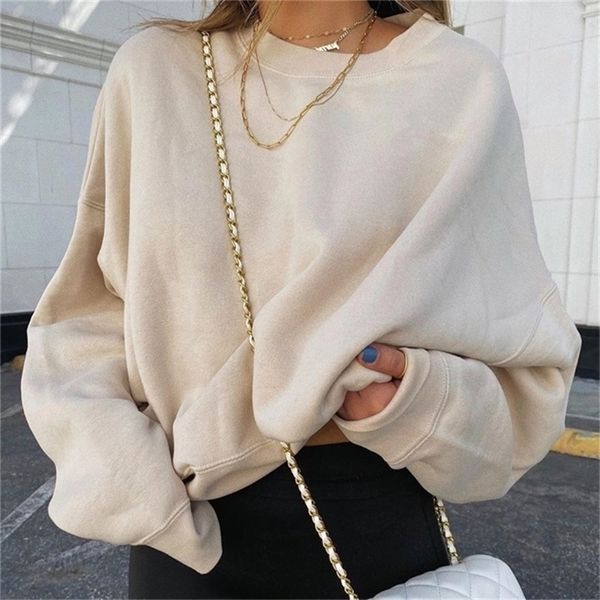 

hoodies oversized streetwear autumn spring loose casual sportwear trending women clothing solid color women hoodies 201208, Black