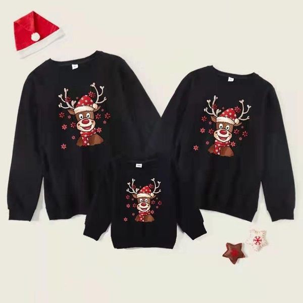 Aile eşleşen kıyafetler Noel kazakları komik geyik görünüm babası anne çocuklar pamuk sweatshirt anne ve ben Noel kıyafetleri