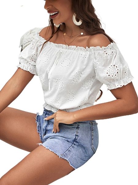 

frilled knot schiffy blouse q1xk#, White