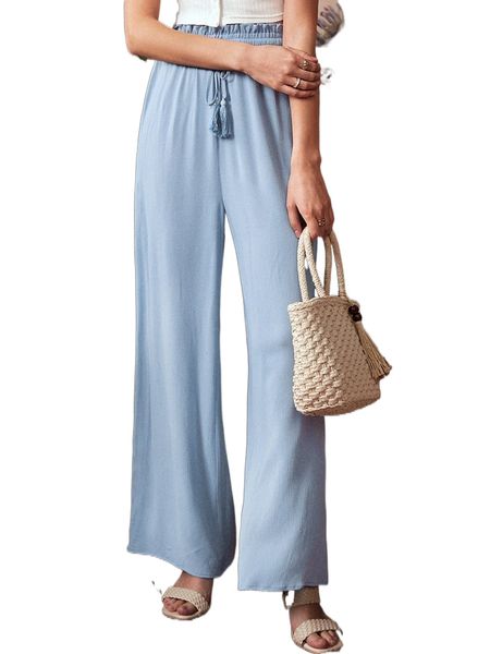 

paperbag waist wide leg pants i9ow#, Black;white