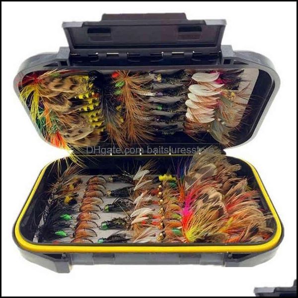 

baits lures fishing sports outdoors 24-76pcs/set mixed styles fly lure wet/dry nymph artificial flies bait pesca tackle trout carp kit 220