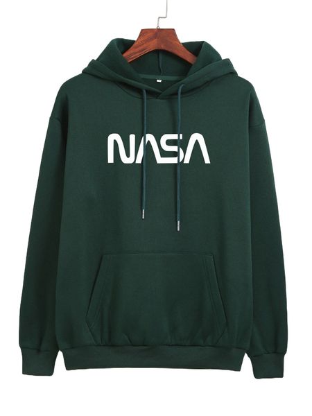

letter graphic thermal lined drawstring hoodie j48n#, Black