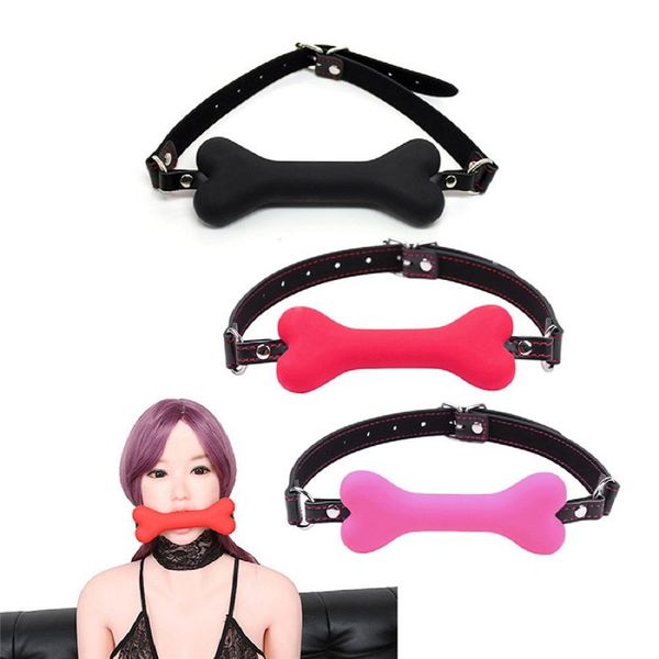

womens g-strings games mouth gag silicone ball oral fixation pu leather band bondage restraints toys for couples delay ejaculation cocks rin, Black;white