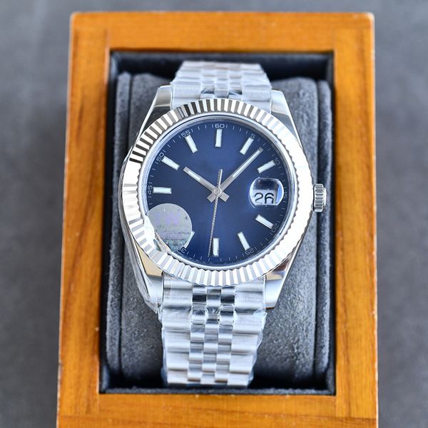 

mens watch automatic mechanical movement calendar wristwatch folding buckle sapphire stainless steel strap waterproof 41mm, Slivery;brown