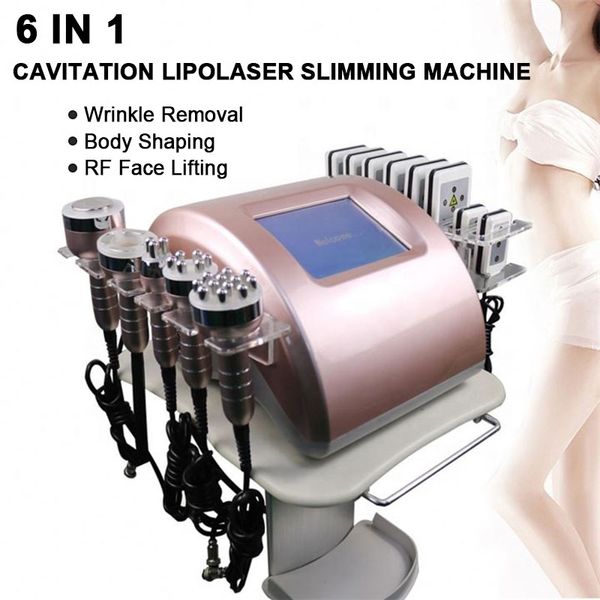 6 em 1 40K Ultrassonic Cavitação Vacuum RF Máquina de emagrecimento Lipo Laser Perda de Peso Remoção de Celulite Corpo Escultura