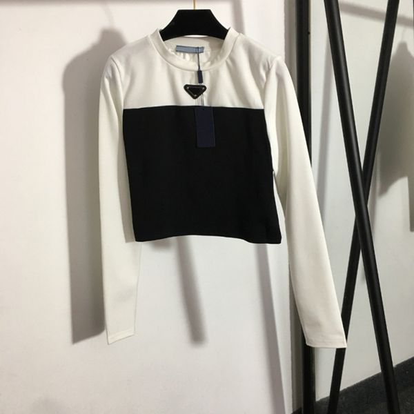 

women patchwork luxury t shirts retro triangle badge pattern t-shirt brand p 2 colors soft touch tees girls tshirt zu14, White