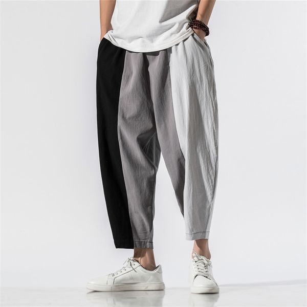 

s wide crotch harem pants loose large cropped trousers widelegged bloomers baggy ankle length men sweatpant 220707, Black