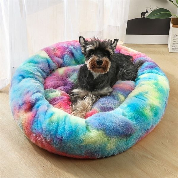 Славный Kek Luxury Dog Dog Bed Winter Deep Donit Donut Pet для маленьких средних кошек диван Softcomfy House круглый y200330