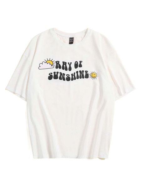 

x stick together co slogan & expression print tee j8u1#, White