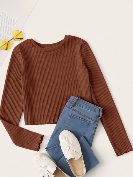 

lettuce trim rib-knit 47pj#, White