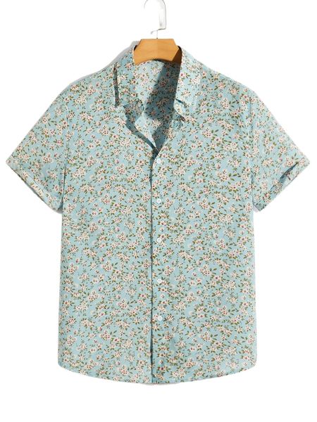 

men ditsy floral shirt l3n8#, White;black