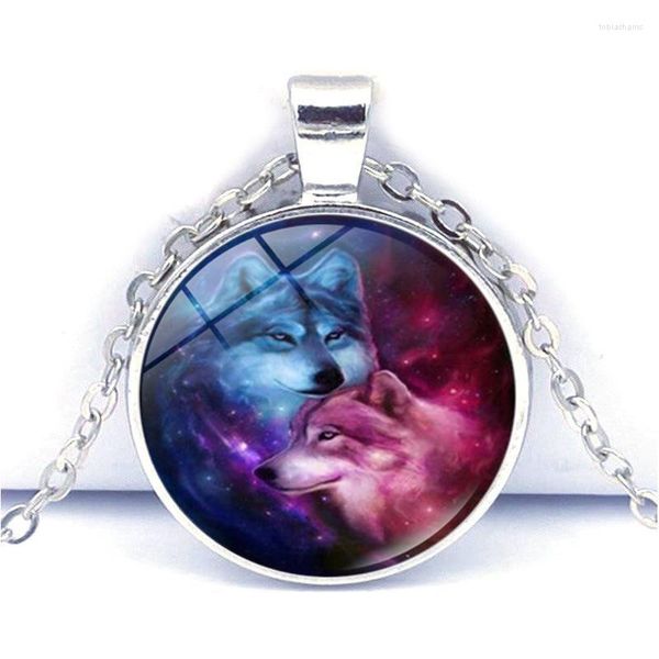 Modeschmuck Zubehör Nebula Wolf Po Cabochon Glas Anhänger Halskette Pullover Kette Kreative Geburtstagsgeschenke Ketten