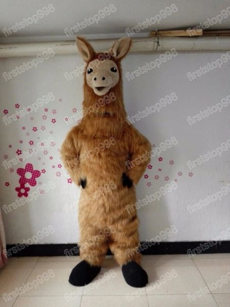 Halloween Brown Llama Maskottchen Kostüm Top -Qualität Cartoon Anime Themencharakter Erwachsener Größe Weihnachten Outdoor -Werbe -Outfit -Anzug