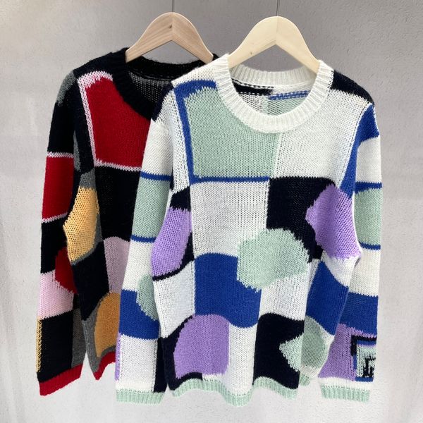 

2022 women's sweater pullover brand same style sweater fashion prom sweater long sleeve black crew neck qian, White;black