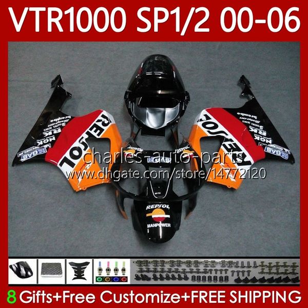 Kit carrozzeria per HONDA VTR1000 RTV1000 RC51 2000-2006 Carrozzeria 123No.22 SP1 SP2 VTR 1000 00 01 02 03 04 05 06 VTR-1000 2000 2001 2002 2003 2004 2005 2006 Carenatura respol arancione