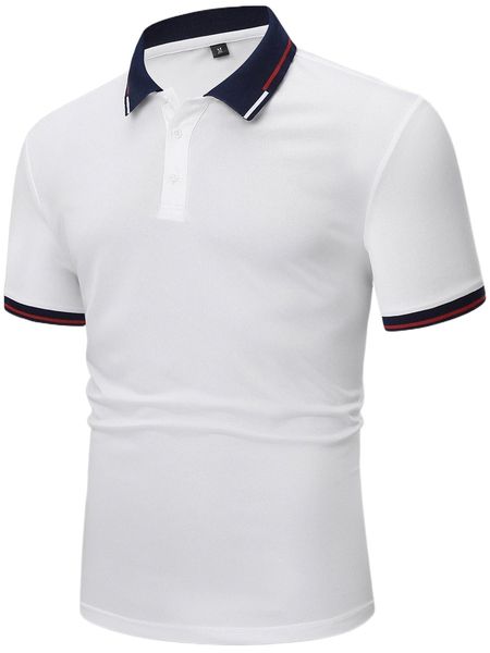

men contrast trim polo shirt u4il#, White;black