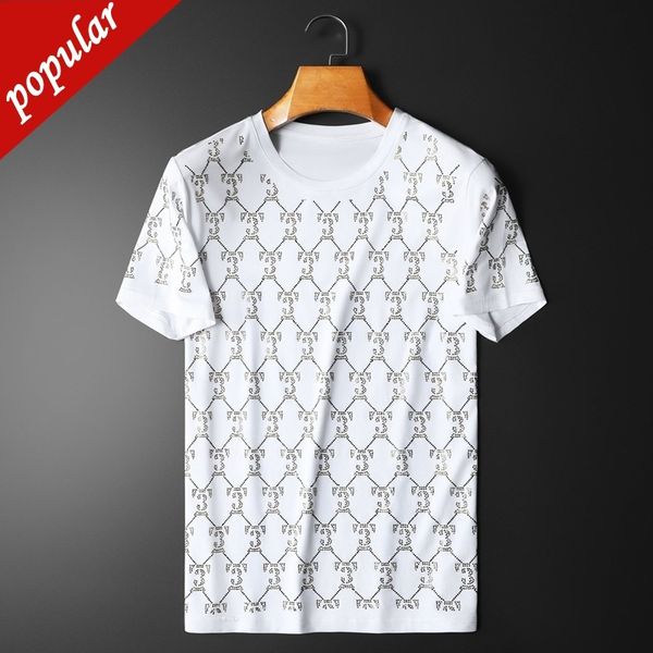 

factory direct sales fashion trend short sleeves 2022 summer new men's sleeve t-shirt slim fit casual, White;black