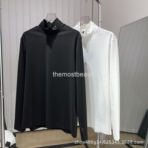 

women's knits & tees autumn and winter p family half high collar triangular bottoming shirt solid color warm inner layer elastic pullov, White