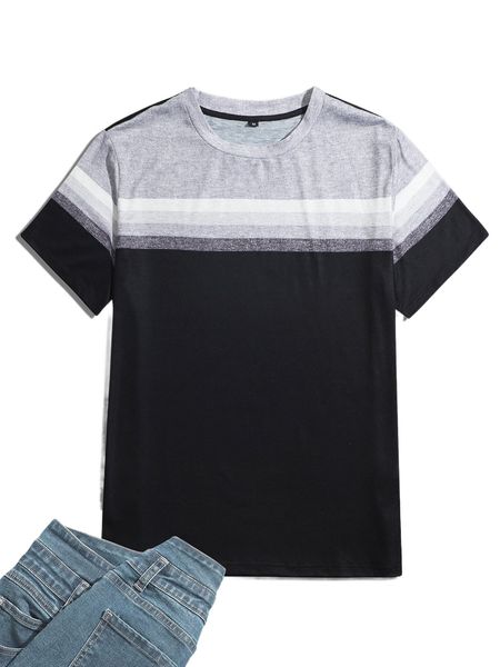 

men striped print tee u1mx#, White;black