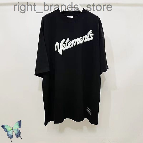 

foam back letter embroidery vetements oversize t-shirt, White;black