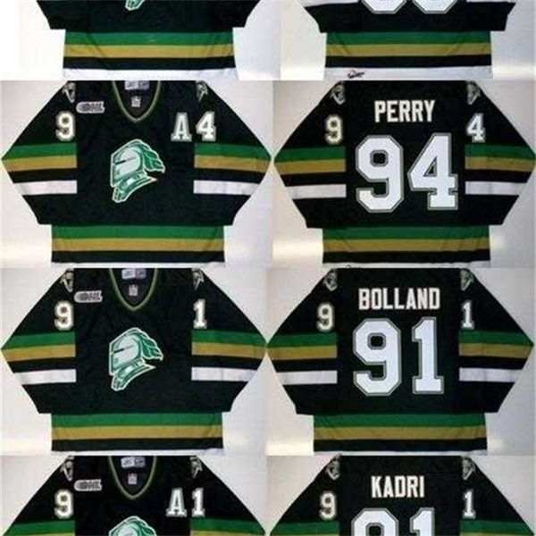 Uf Personalizza OHL Uomo Donna Bambini London Knights Jersey 91 Dave Bolland 91 Nazem Kadri 94 Corey Perry Hockey Maglie economiche Goalit Cut Maglie