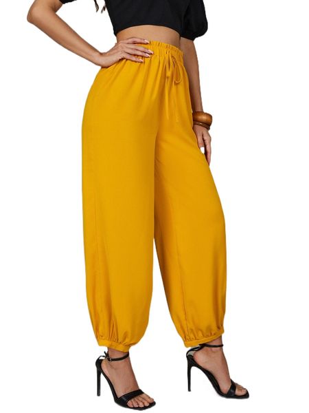 

tied paperbag waist tapered pants q8qc#, Black;white